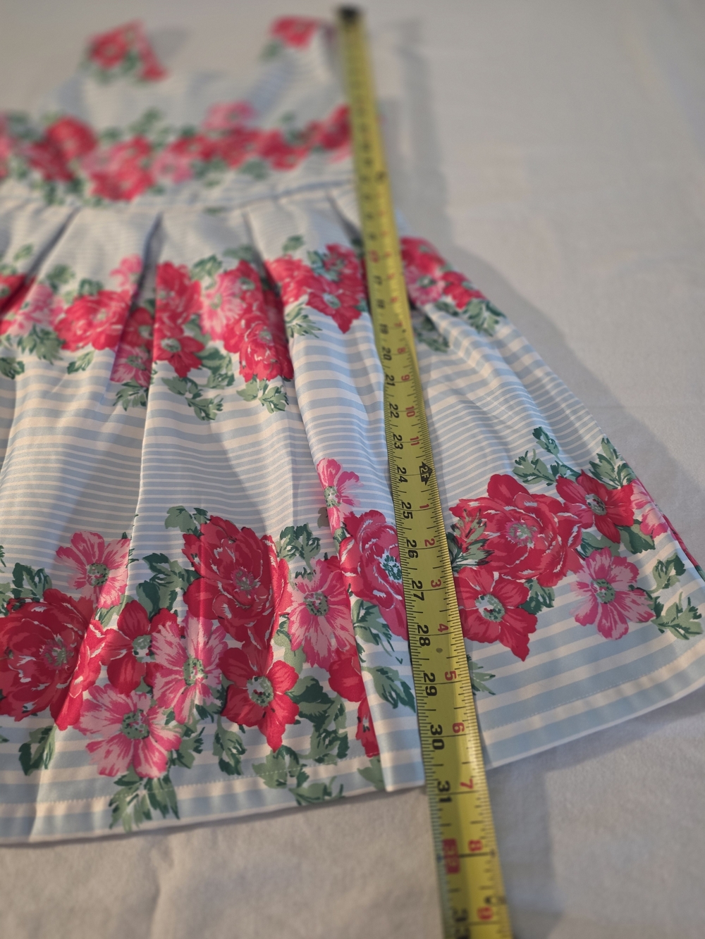 Special Editions Girls Pink Floral Stripe. Size 16 Fit-and-Flare Dress - Picture 4 of 9